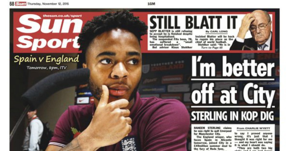 Mediawatch Sterling The Sun And Digging Football365