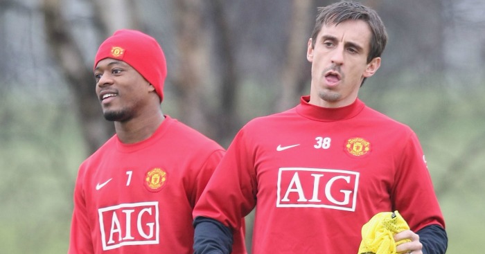 Gary Neville Patrice Evra Manchester United