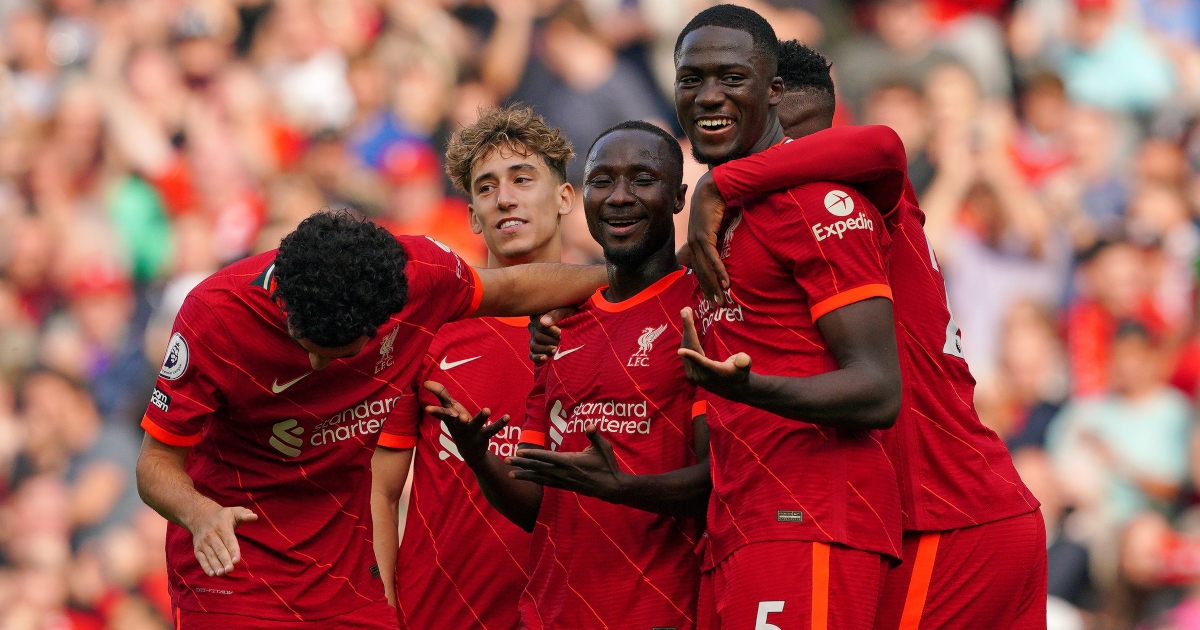Liverpool celebrate Naby Keita goal versus Crystal Palace
