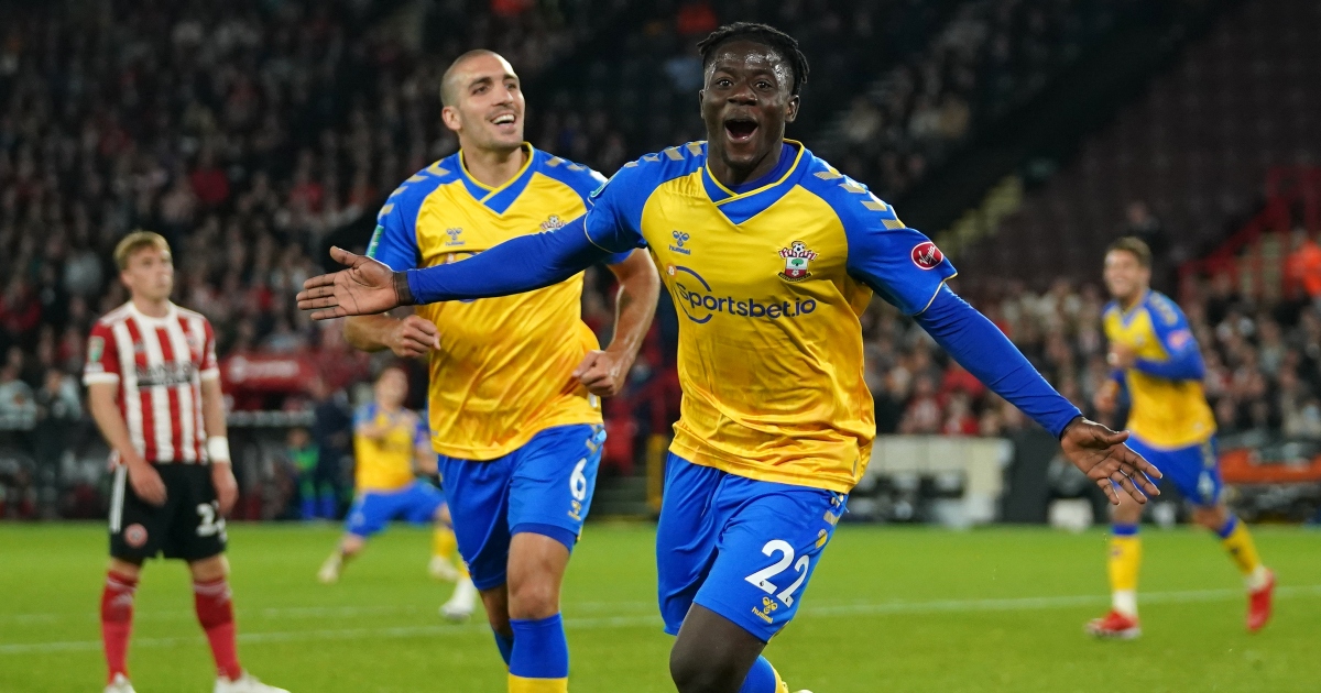 Southampton defender Mohammed Salisu celebrates his goal