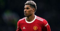 Man Utd striker Marcus Rashford looks for the ball