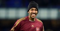 Arsenal striker Pierre-Emerick Aubameyang smiles