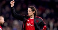Manchester United striker Edinson Cavani celebrates a win