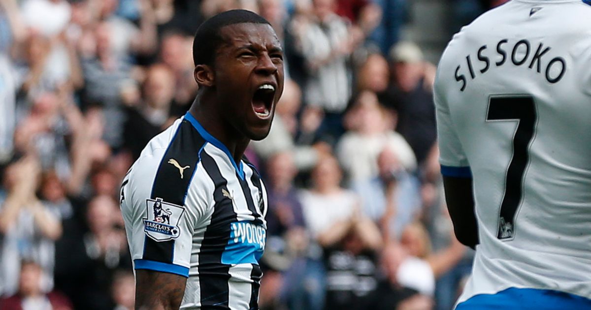 Newcastle midfielder Georginio Wijnaldum celebrates