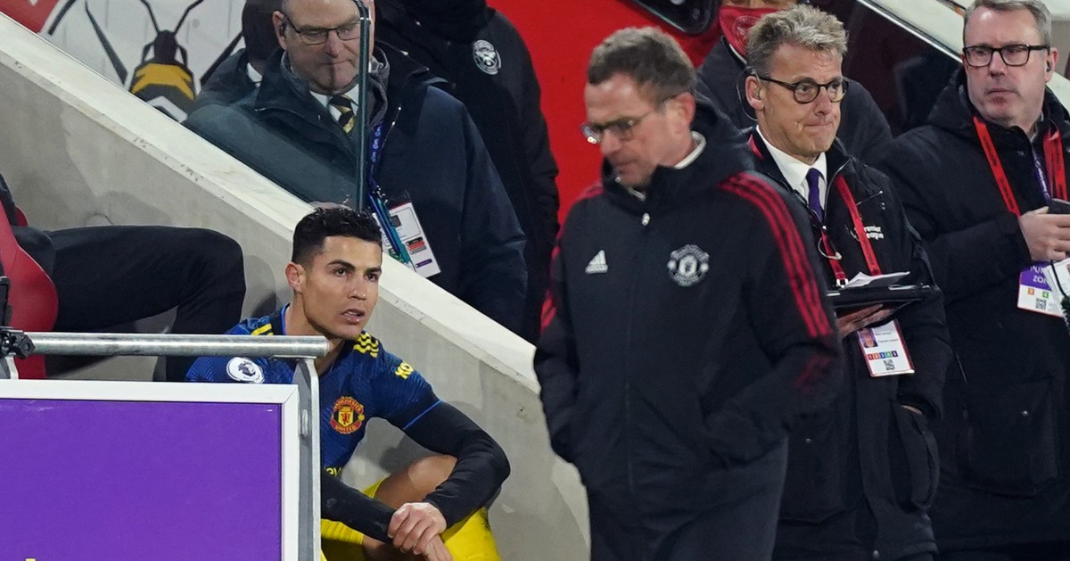 Manchester United's Cristiano and Ralf Rangnick