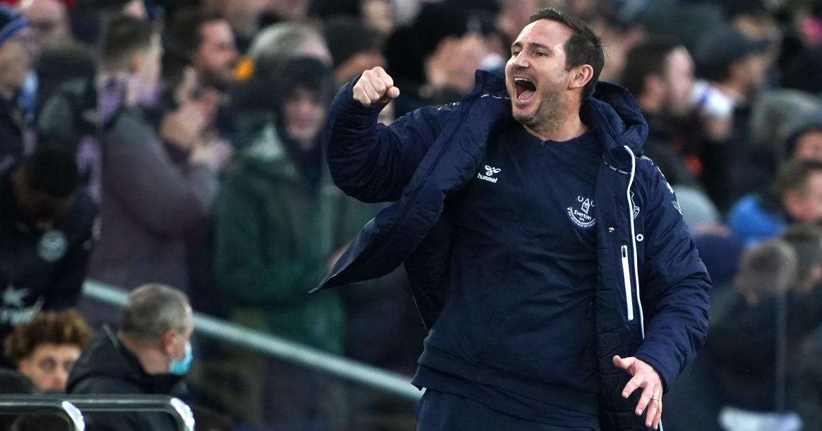 Everton manager Frank Lampard celebrates a goal