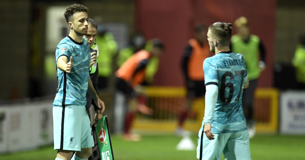 Liverpool stars Harvey Elliott and Diogo Jota