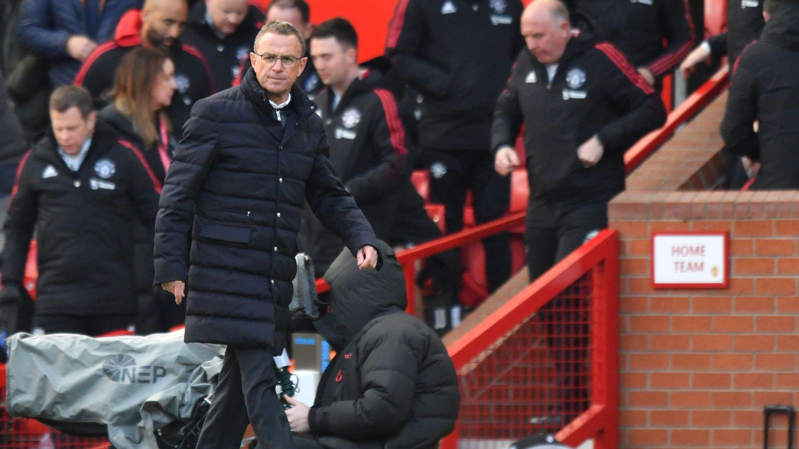Man Utd boss Ralf Rangnick walks towards the tunnel