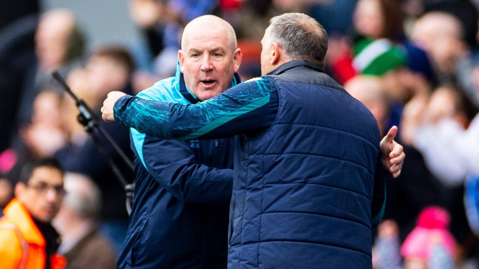 Mark Warburton and Tony Mowbray embrace