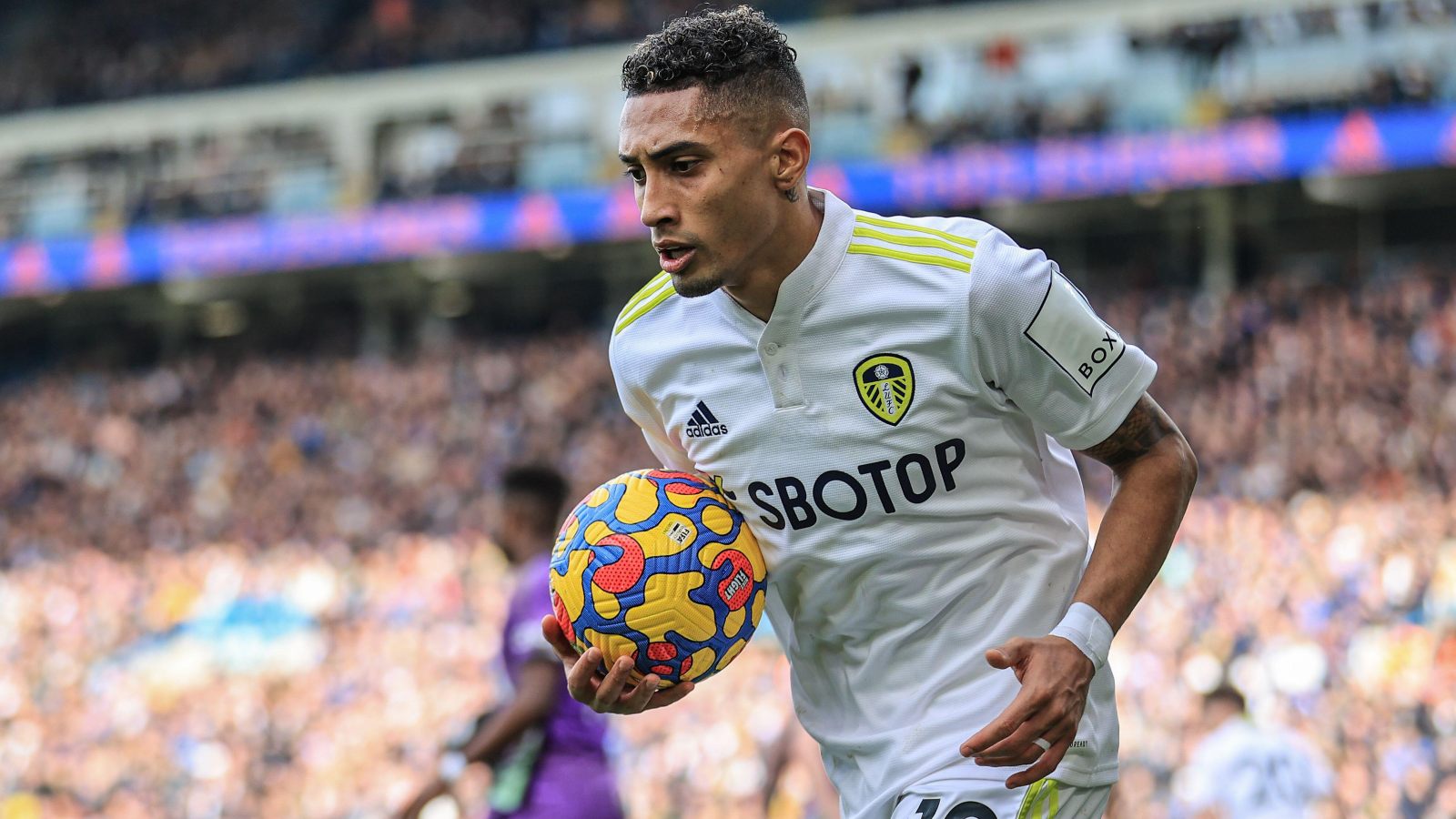 Raphinha in action for Leeds United.