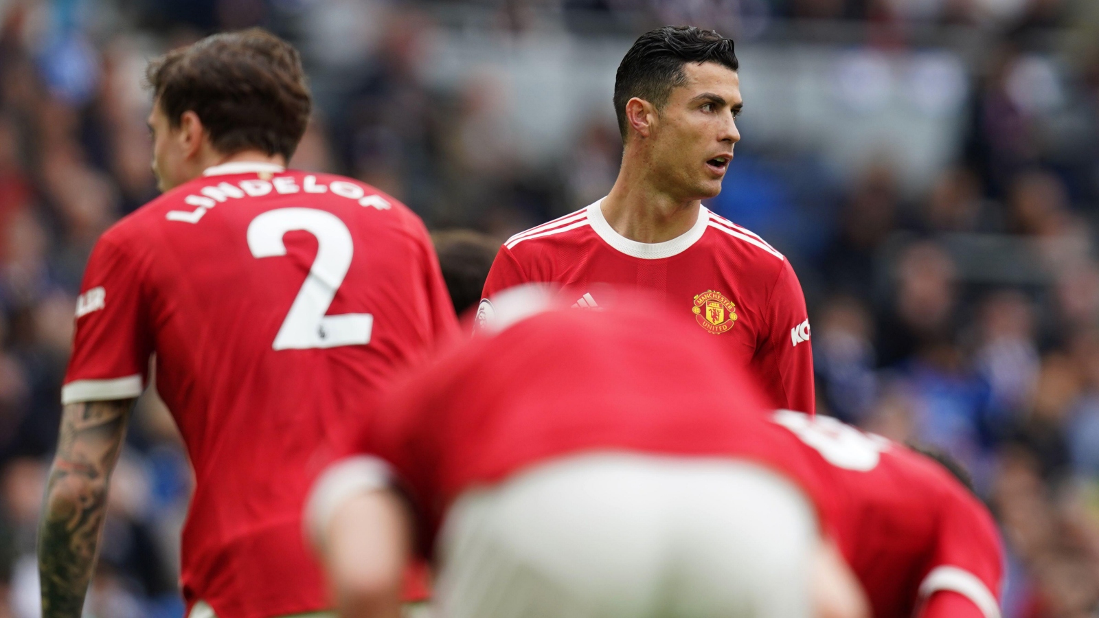 Manchester United striker Cristiano Ronaldo looks dejected