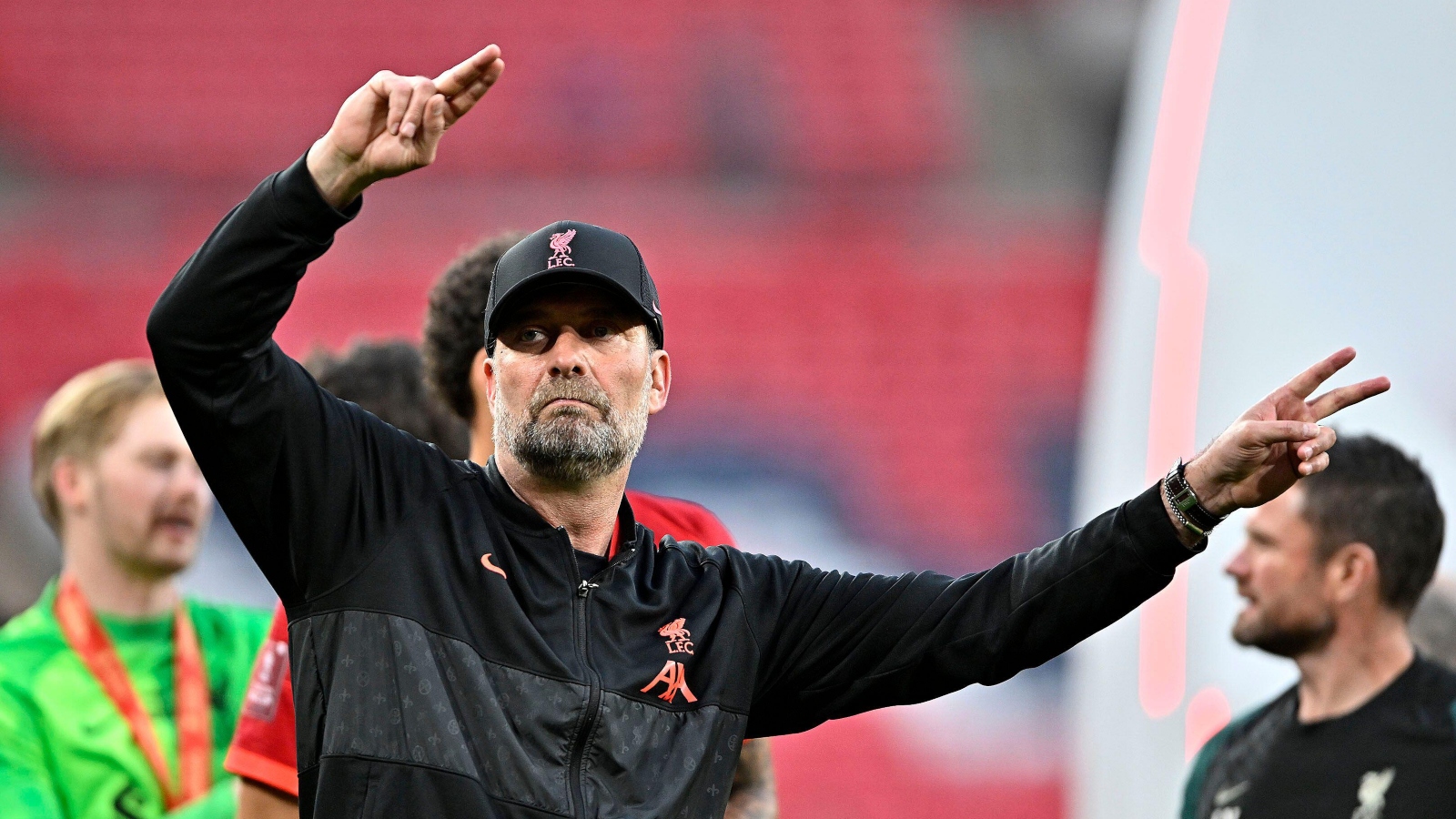 Jurgen Klopp celebrates winning the FA Cup