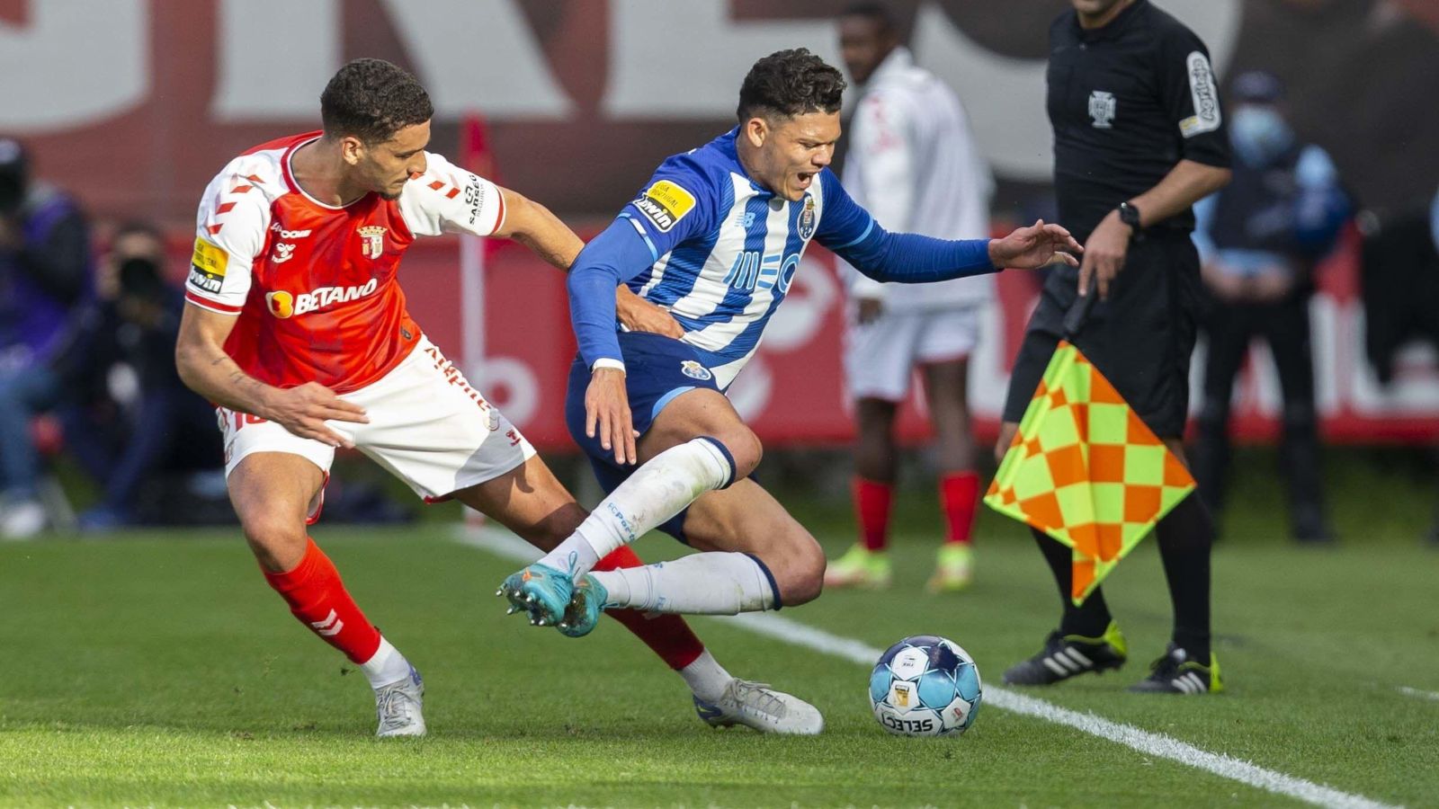 Man Utd target David Carmo tackles a Porto player