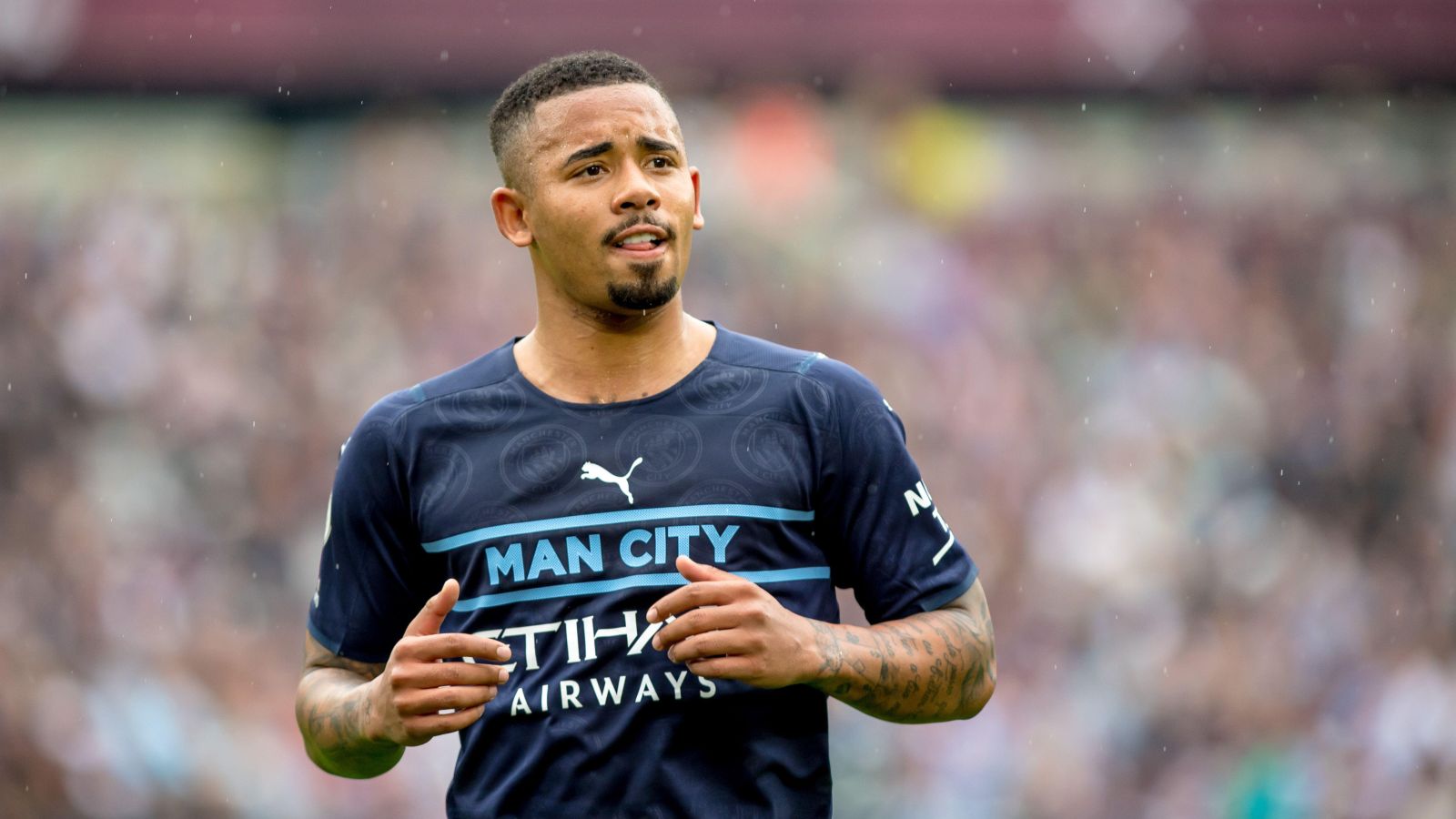 Arsenal target Gabriel Jesus runs towards the ball