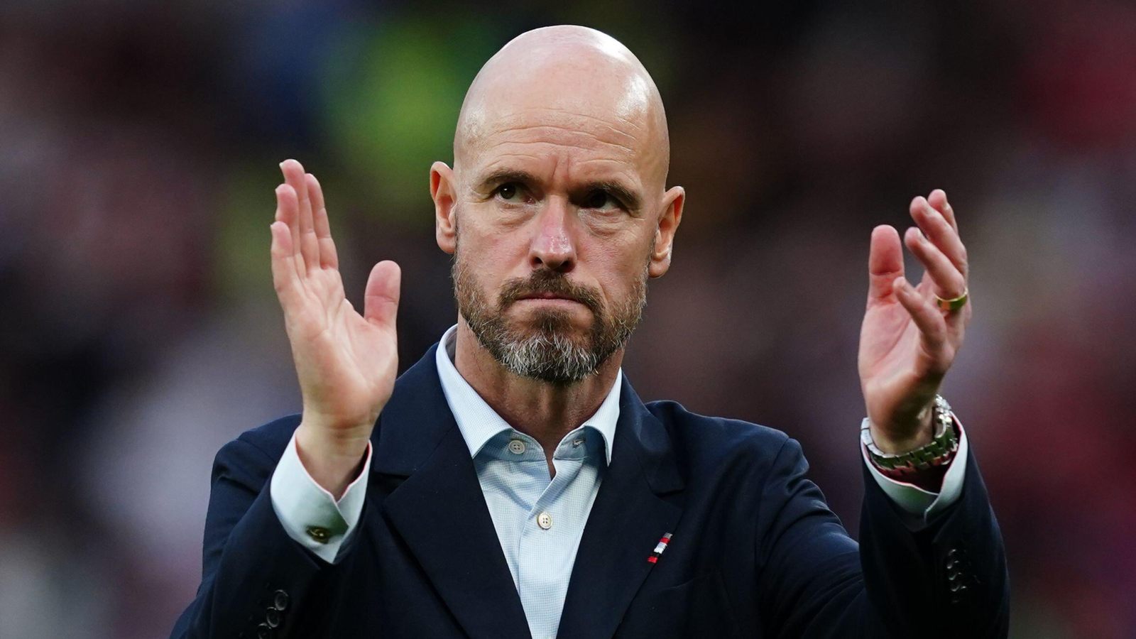 Man Utd boss Erik ten Hag claps the supporters