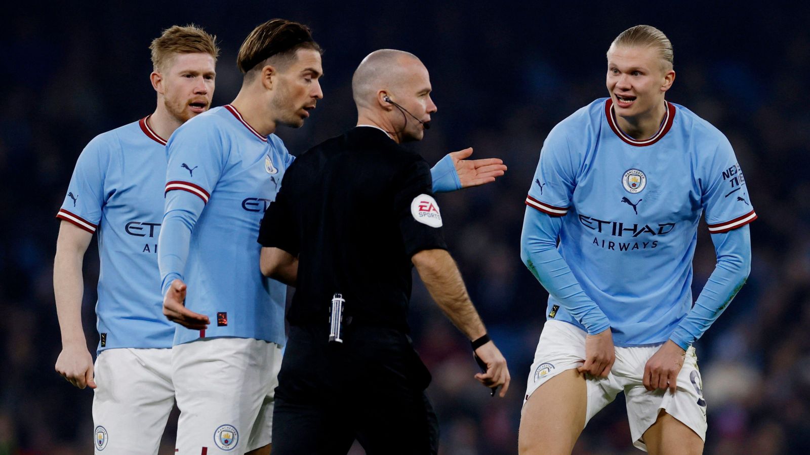 Kevin De Bruyne, Jack Grealish and Erling Haaland