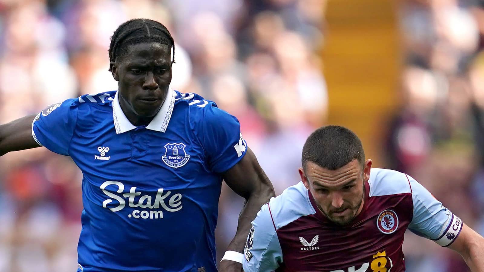 Amadou Onana, John McGinn, Everton v Aston Villa, August 2023