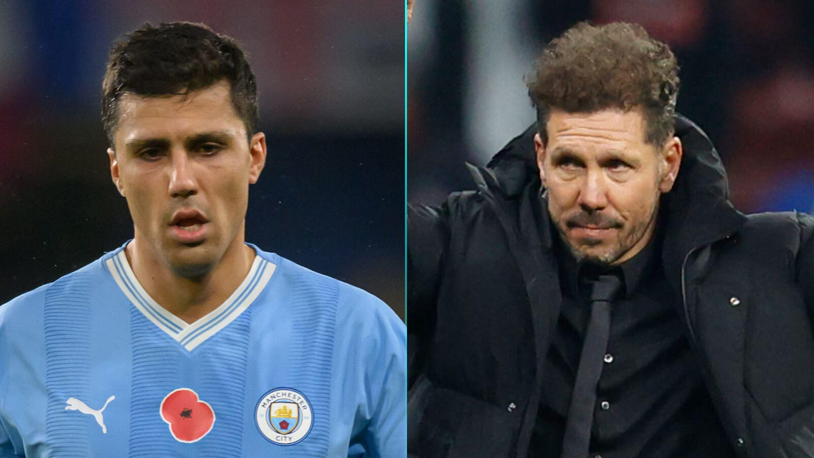 Manchester City midfielder Rodri and Atletico Madrid manager Diego Simeone
