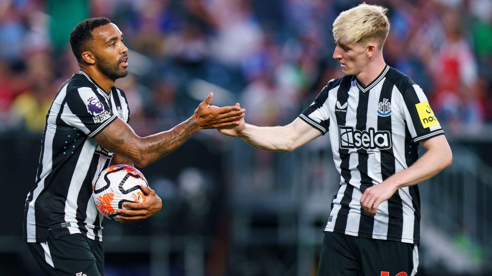 England hopeful Anthony Gordon and Callum Wilson during a pre-season friendly for Newcastle United.