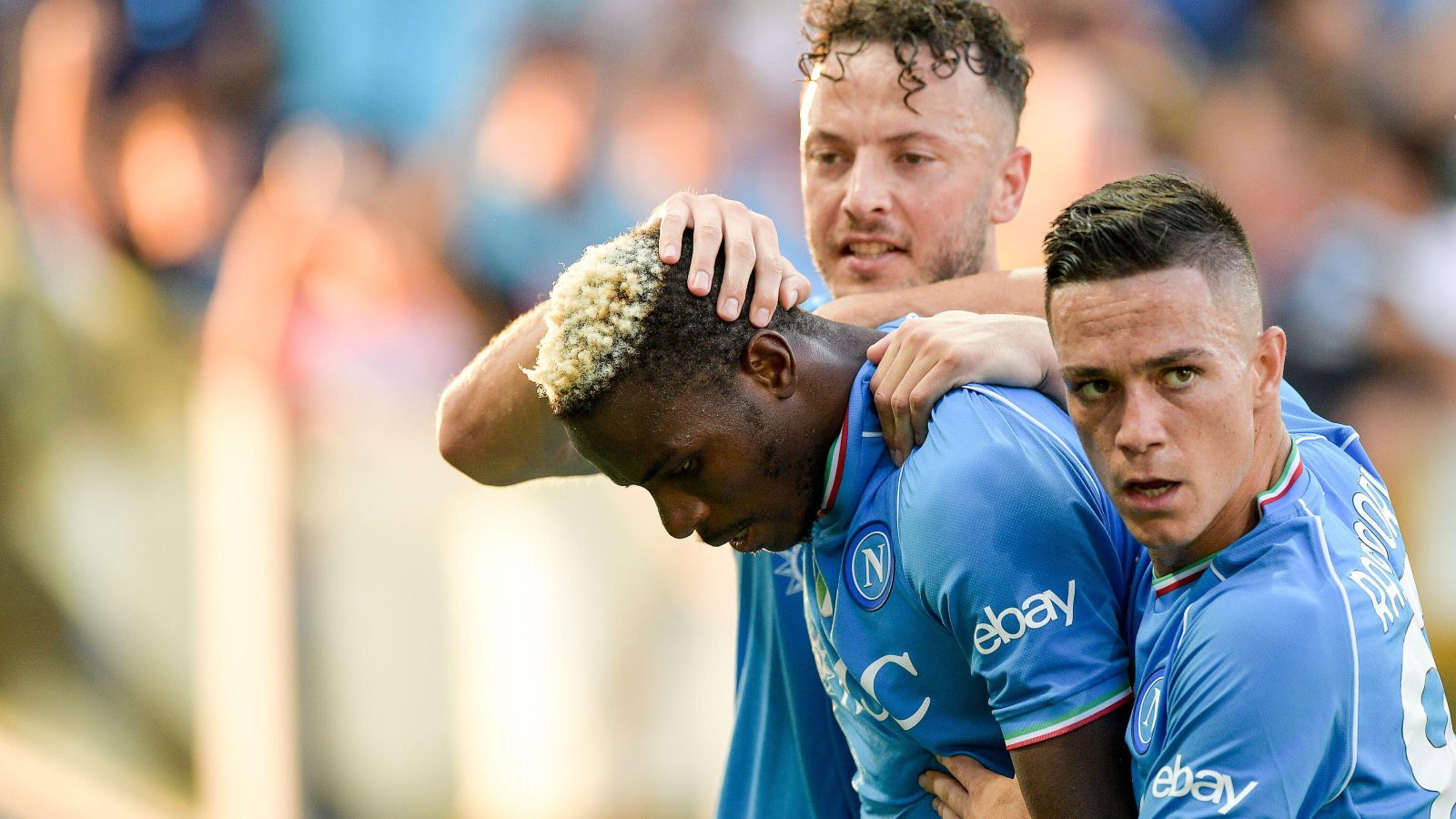 Arsenal and Chelsea-linked Napoli striker Victor Osimhen celebrates his goal.
