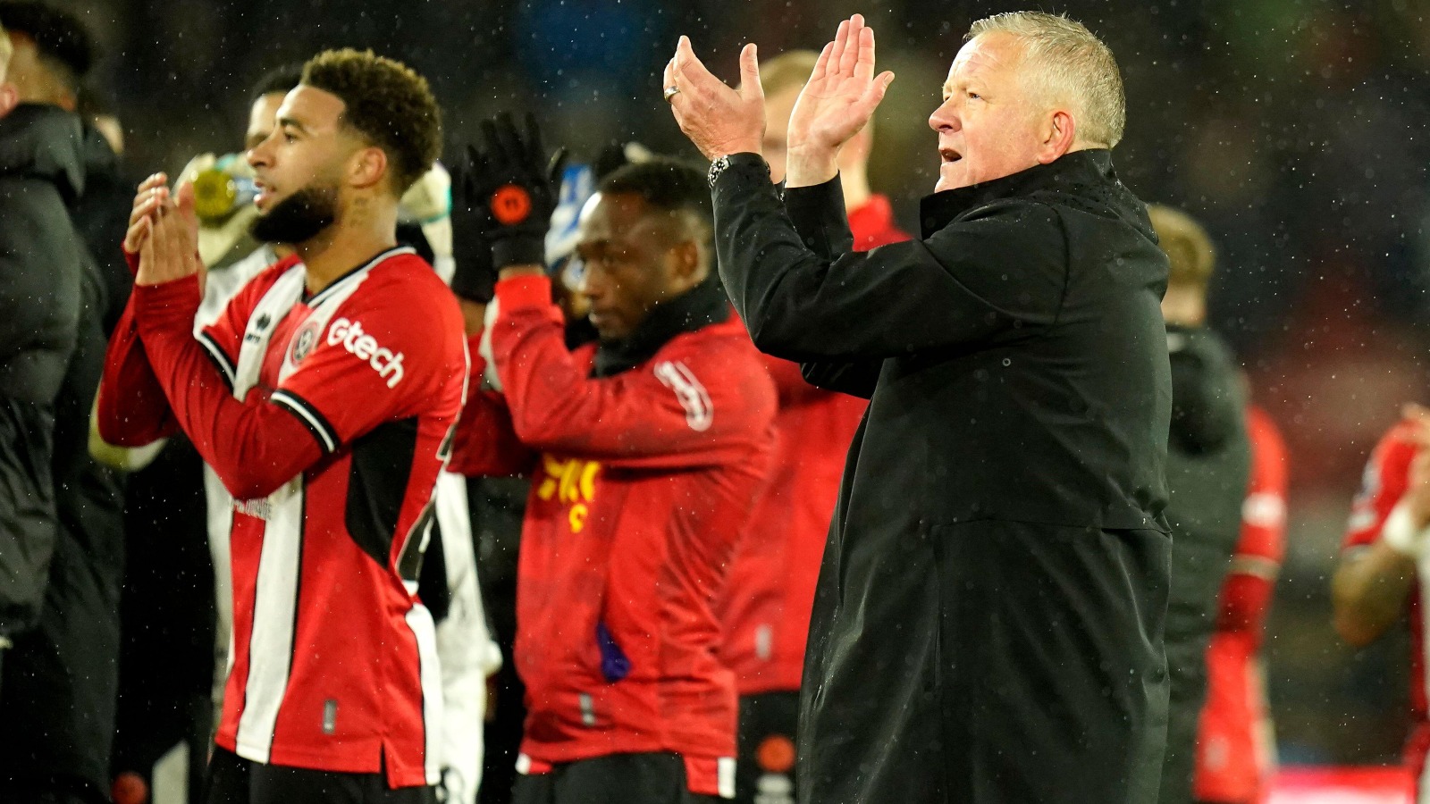 Chris Wilder applauds Sheffield United fans after beating Brentford.