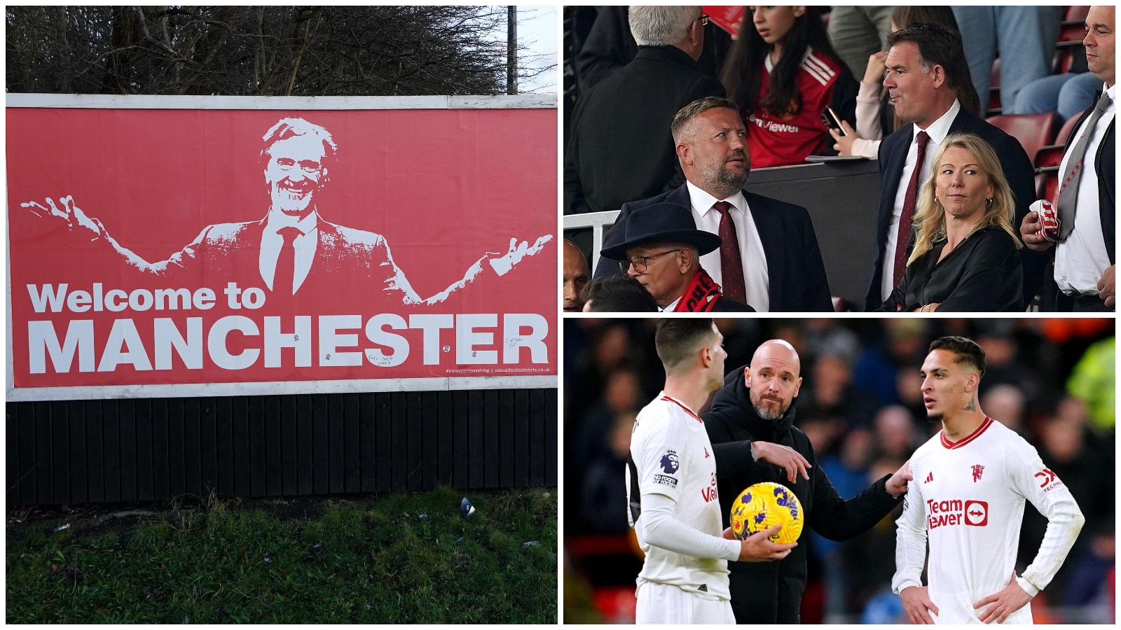 Sir Jim Ratcliffe, John Murtough, Erik ten Hag and Antony.