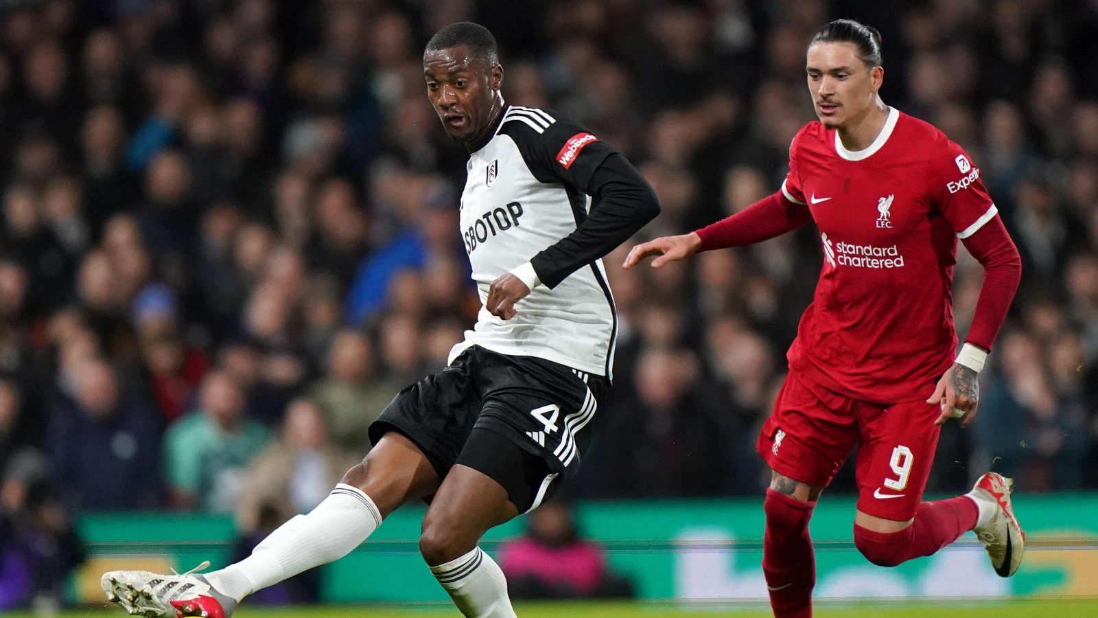Fulham defender Tosin Adarabioyo during a match against Liverpool.
