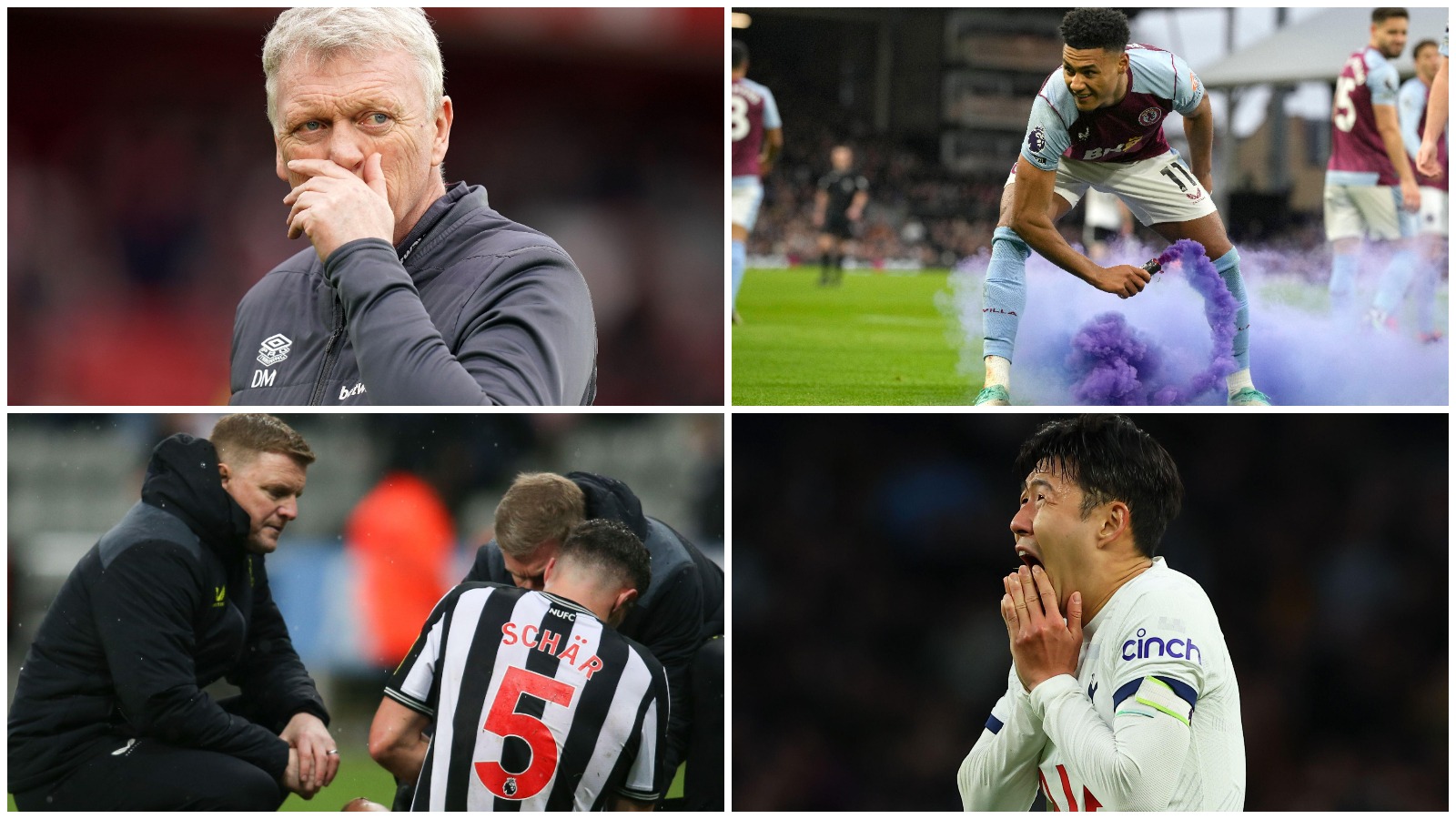 David Moyes, Ollie Watkins, Eddie Howe and Son Heung-min.