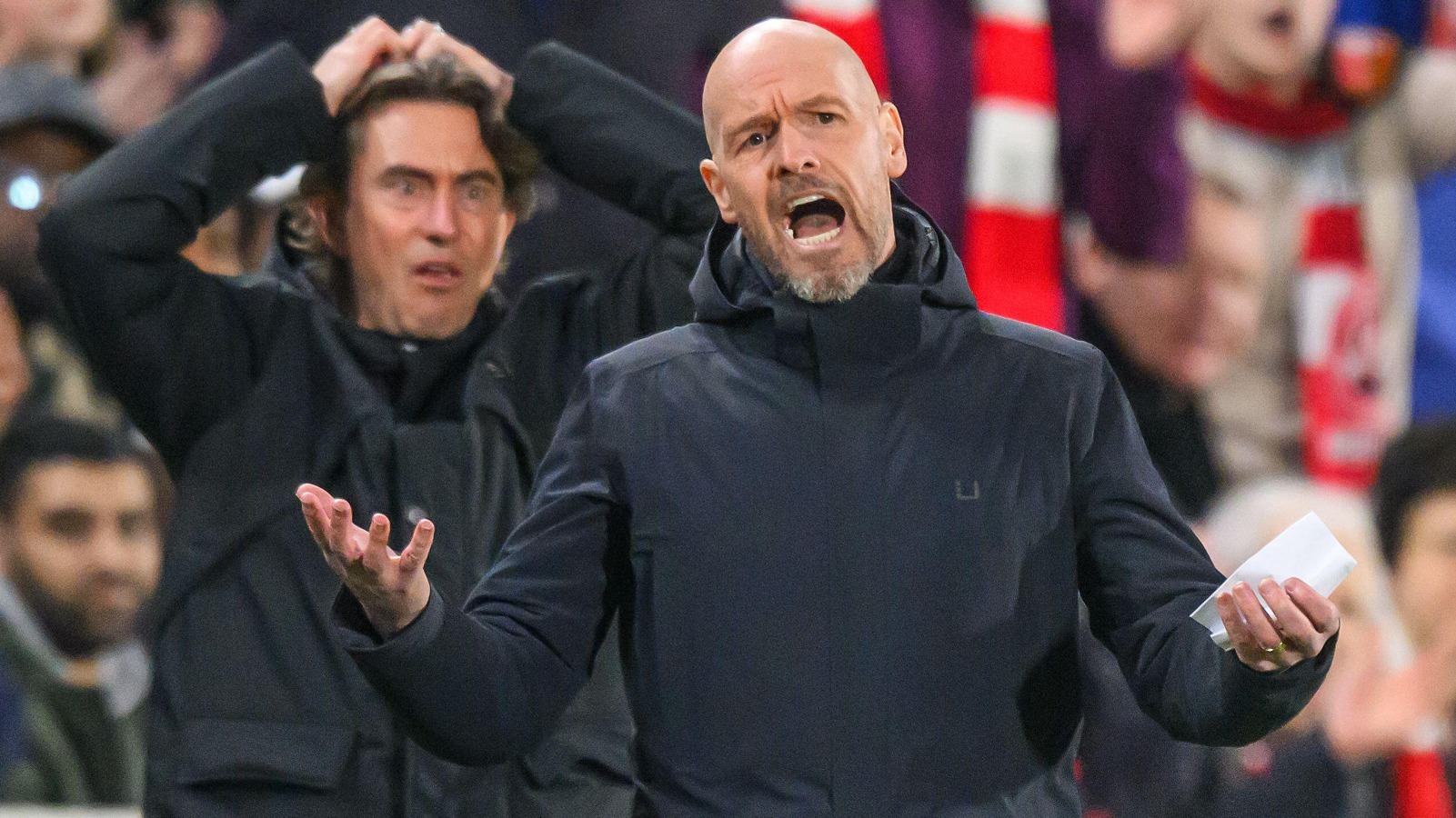 Erik ten Hag is frustrated watching Man Utd draw at Brentford.