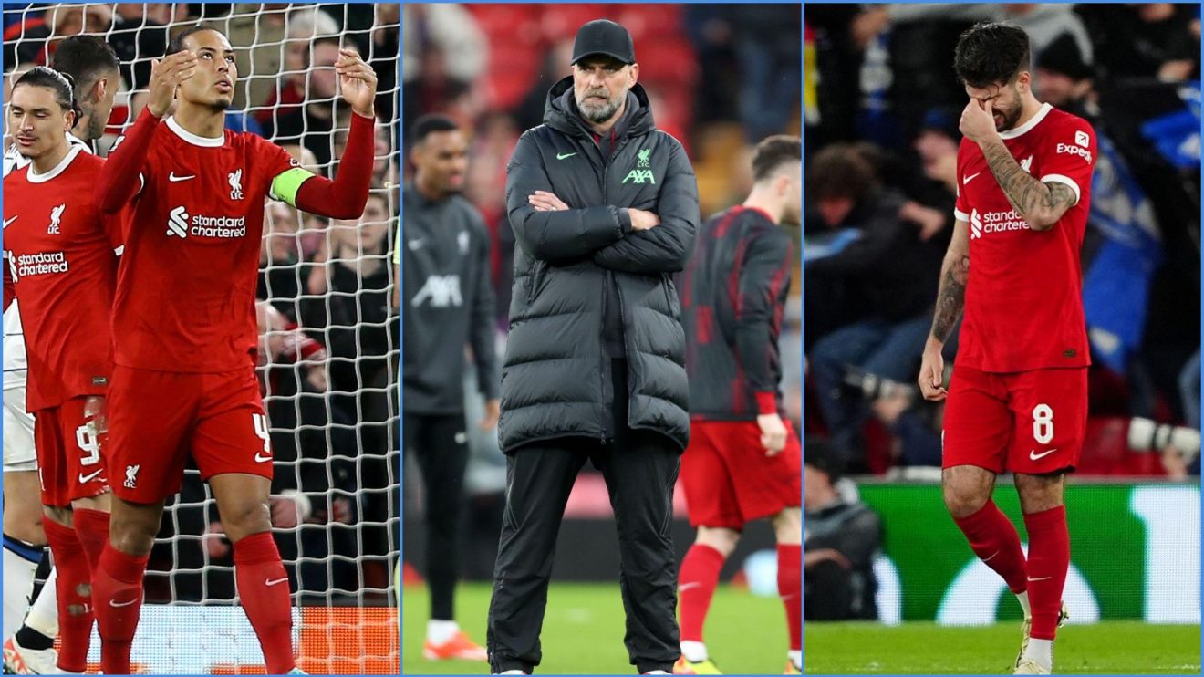 Liverpool captain Virgil van Dijk, manager Jurgen Klopp and midfielder Dominik Szoboszlai