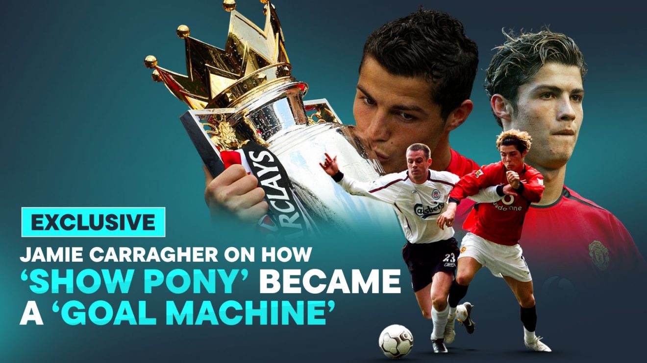 Manchester United forward Cristiano Ronaldo, with Liverpool defender Jamie Carragher