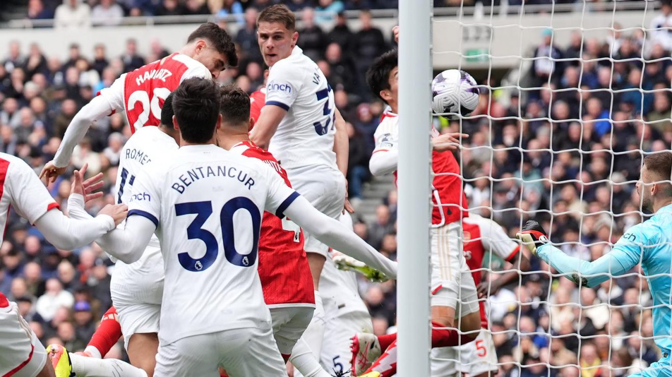 Kai Havertz heads in Arsenal's third goal at Spurs