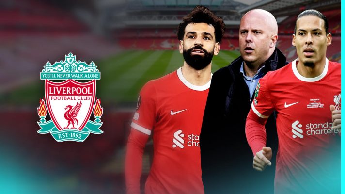 Incoming Liverpool boss Arne Slot with Mo Salah and Virgil van Dijk