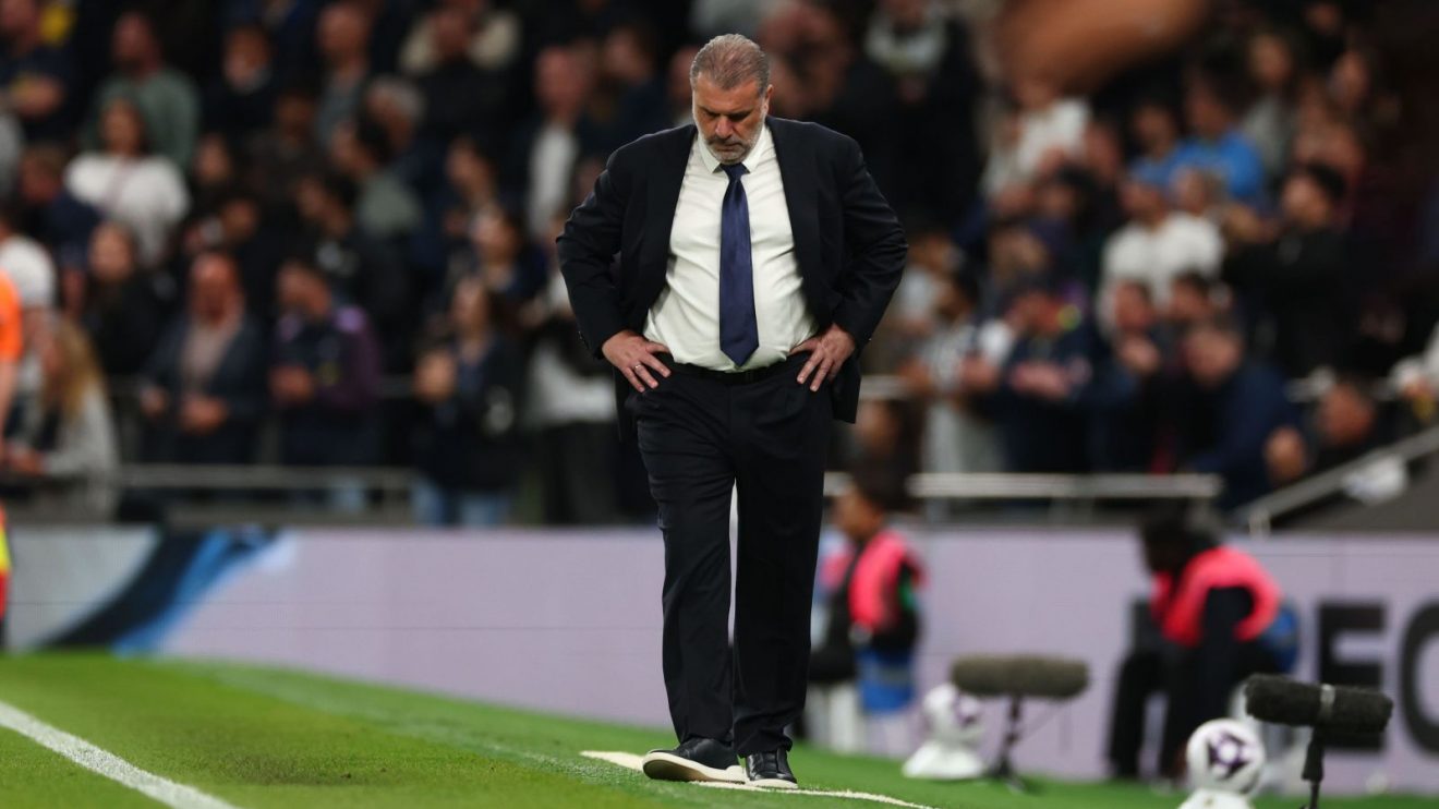 Postecoglou looks dejected at Tottenham Hotspur Stadium