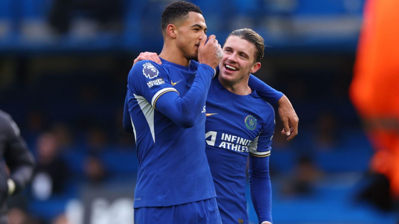 Chelsea players Conor Gallagher and Levi Colwill after a match