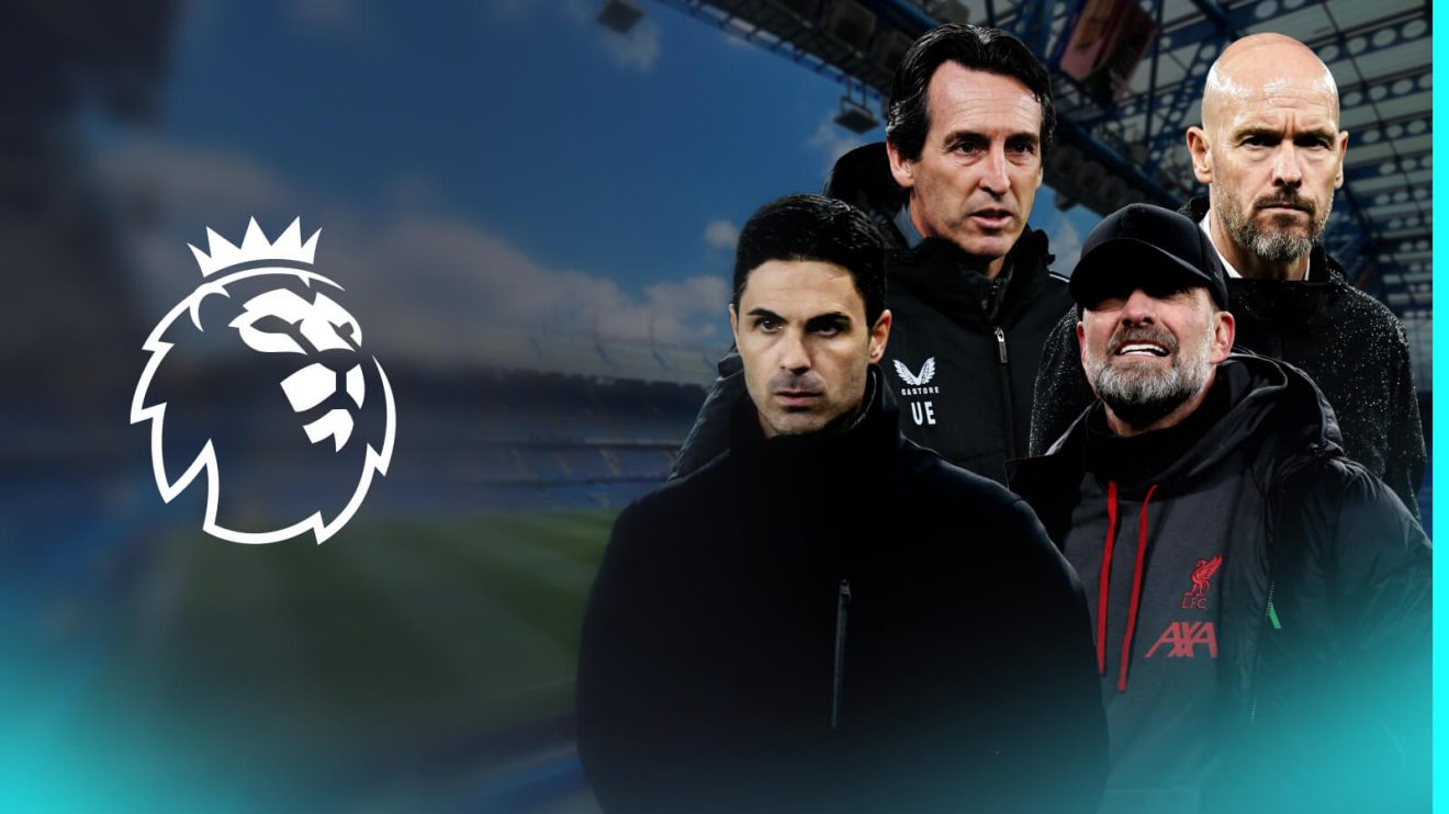Premier LEague managers Emery, Arteta, Ten Hag and Klopp.