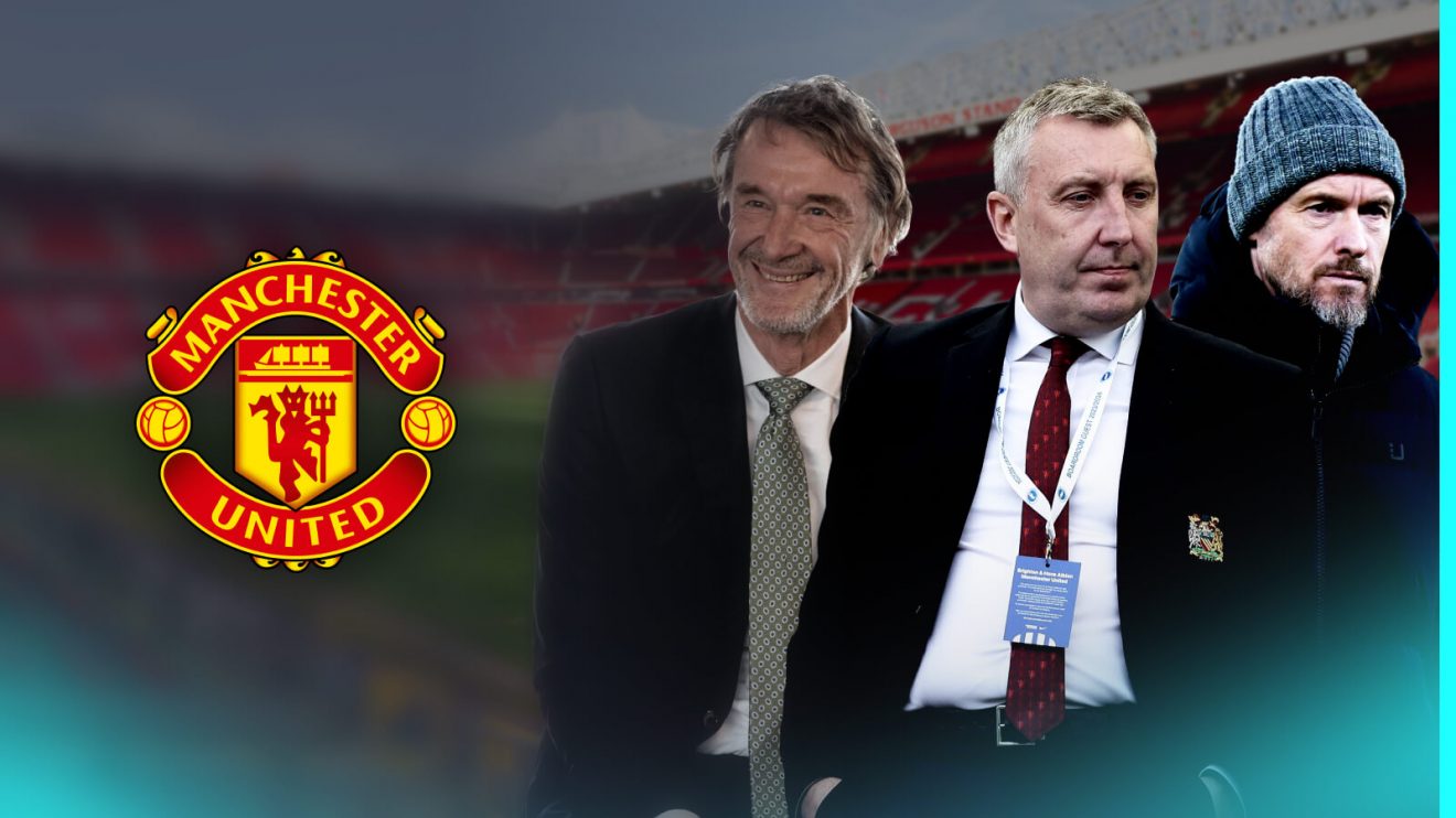 Jason Wilcox, Sir Jim Ratcliffe and Erik ten Hag at Man Utd.