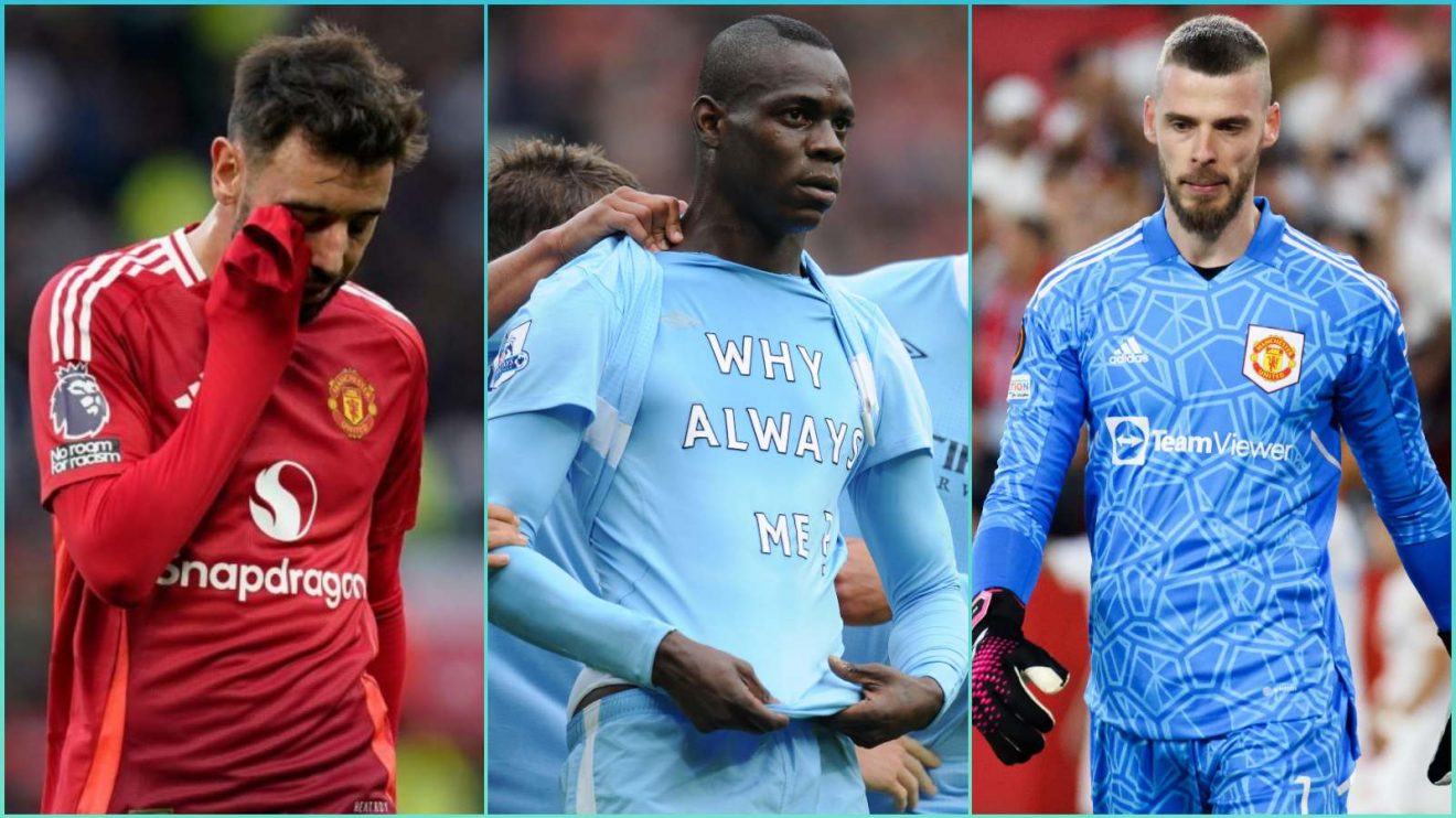 Bruno Fernandes, Mario Balotelli and David De Gea