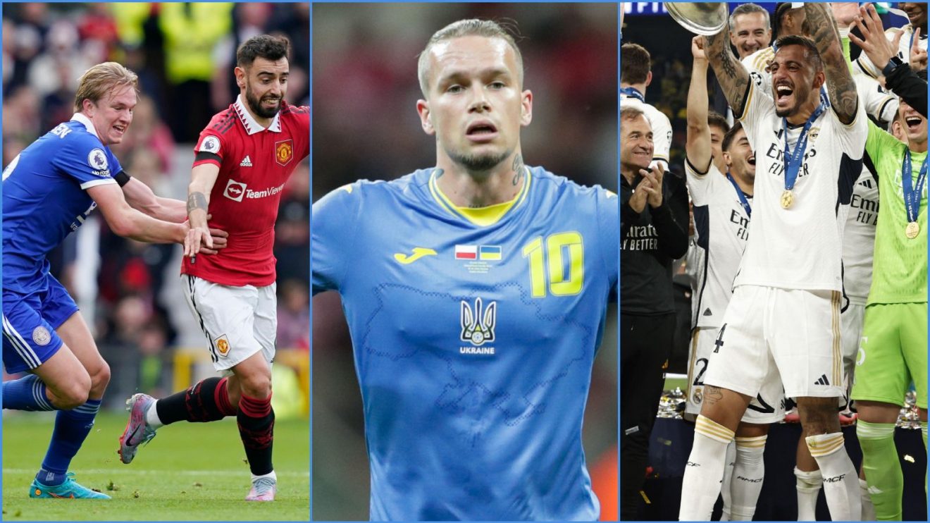 Leicester defender Victor Kristiansen and Manchester United player Bruno Fernandes, Mykhaylo Mudryk of Ukraine and Chelsea, and Real Madrid forward Joselu
