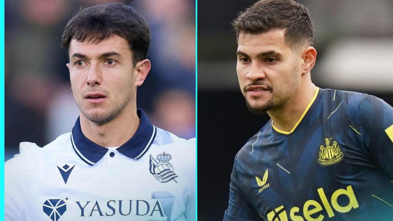 Arsenal-linked Real Sociedad midfielder Martin Zubimendi and Newcastle United's Bruno Guimaraes