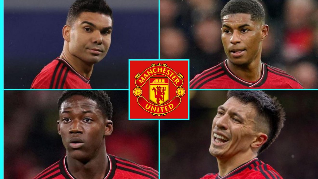 Man Utd players Casemiro, Marcus Rashford, Kobbie Mainoo and Lisandro Martinez