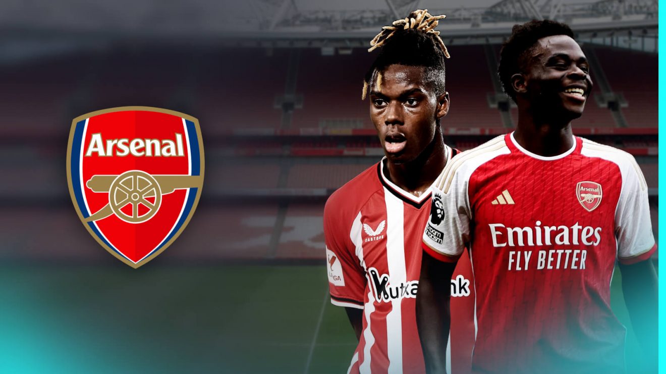 Arsenal transfer target Nico Williams and Bukayo Saka