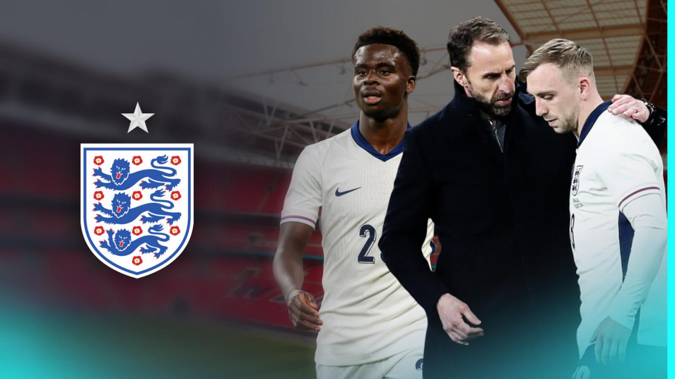 Gareth Southgate, Jarrod Bowen and Bukayo Saka.