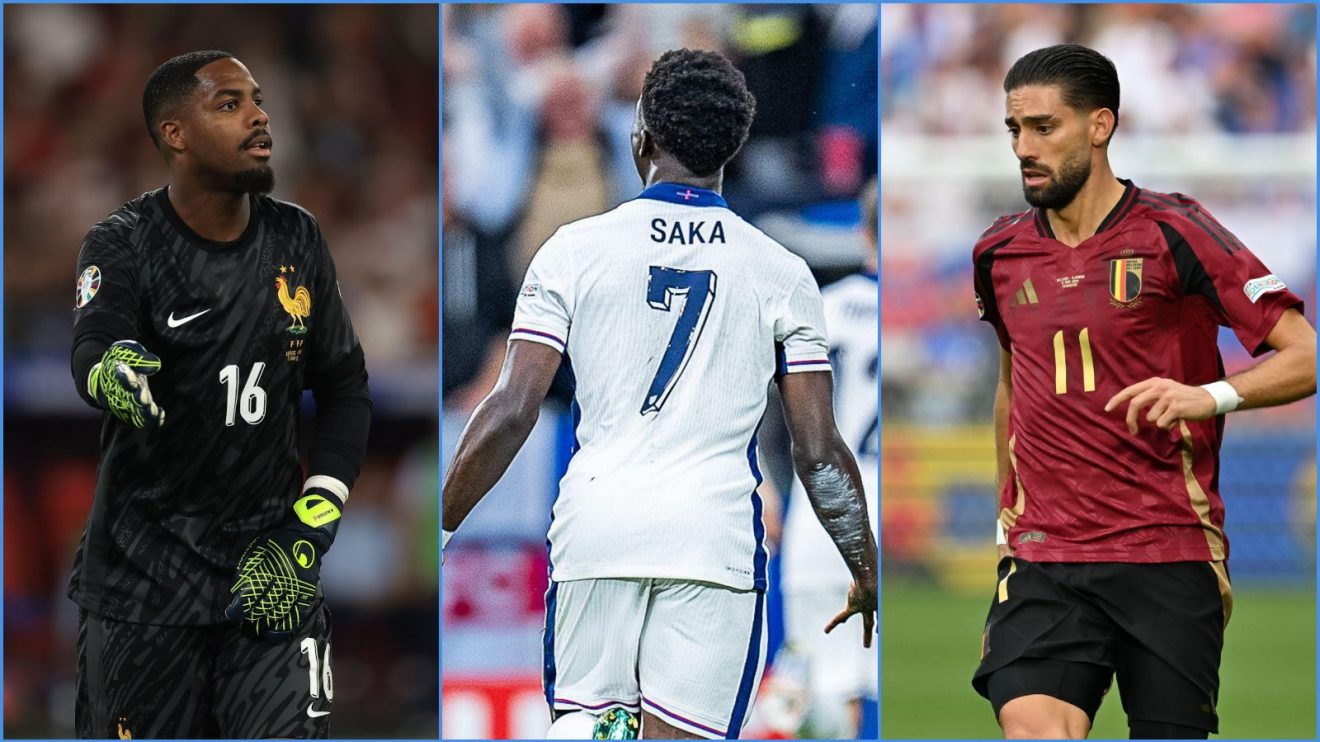 France goalkeeper Mike Maignan, England forward Bukayo Saka and Belgium player Yannick Carrasco