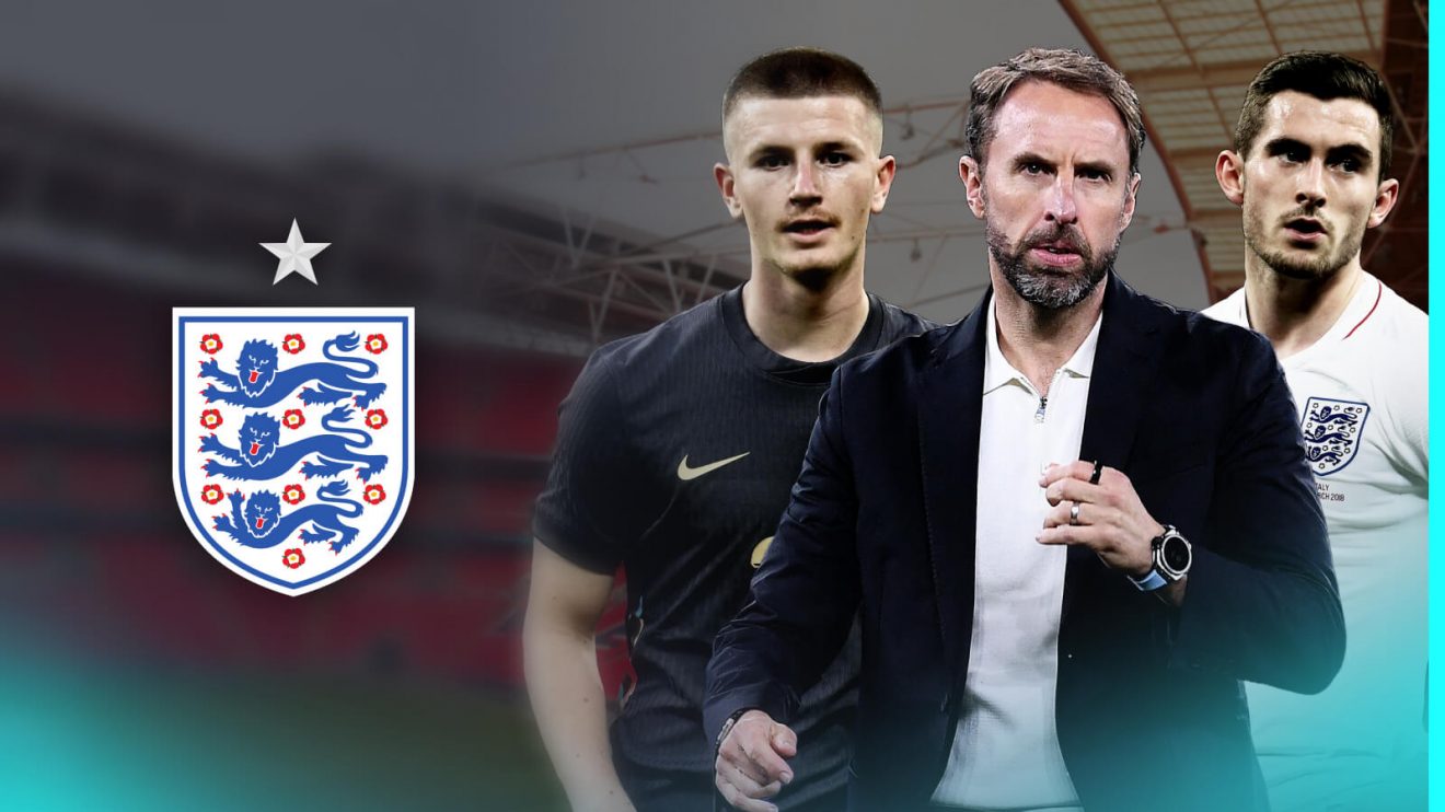 Gareth Southgate, Adam Wharton and Lewis Cook.