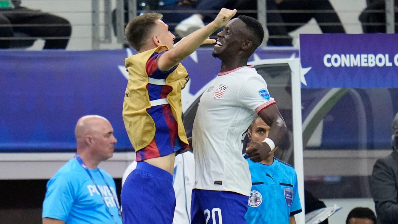 Folarin Balogun celebrates Copa America goal