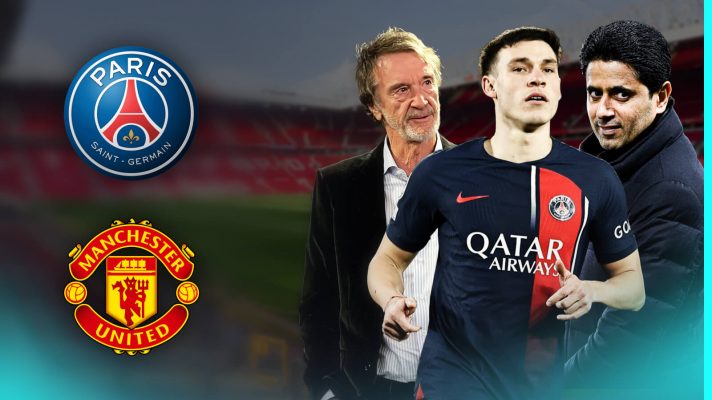 Ugarte Ratcliffe Khelaifi PSG Man Utd