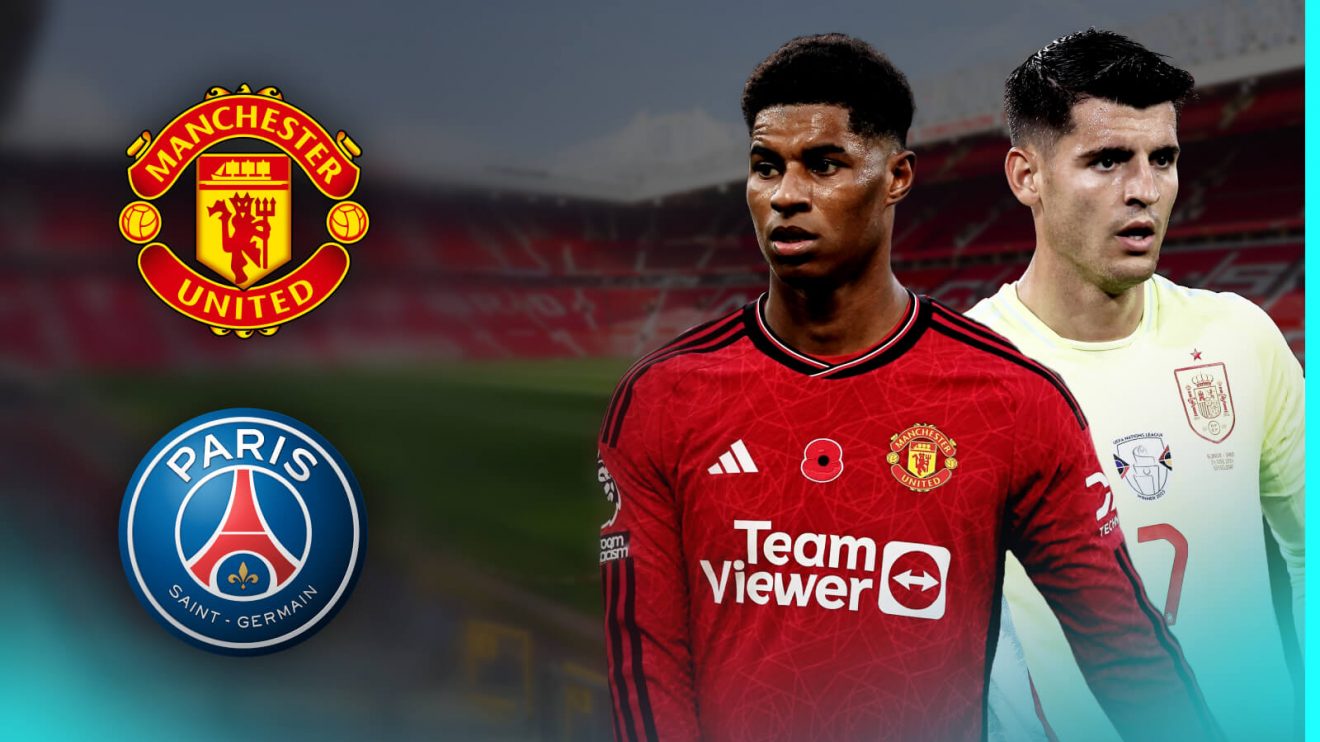 Man Utd forward Marcus Rashford and Alvaro Morata