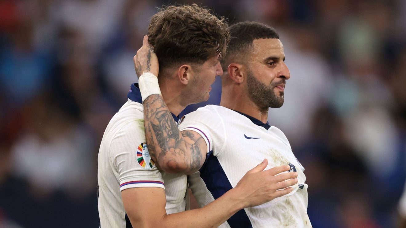 John Stones and Kyle Walker of England