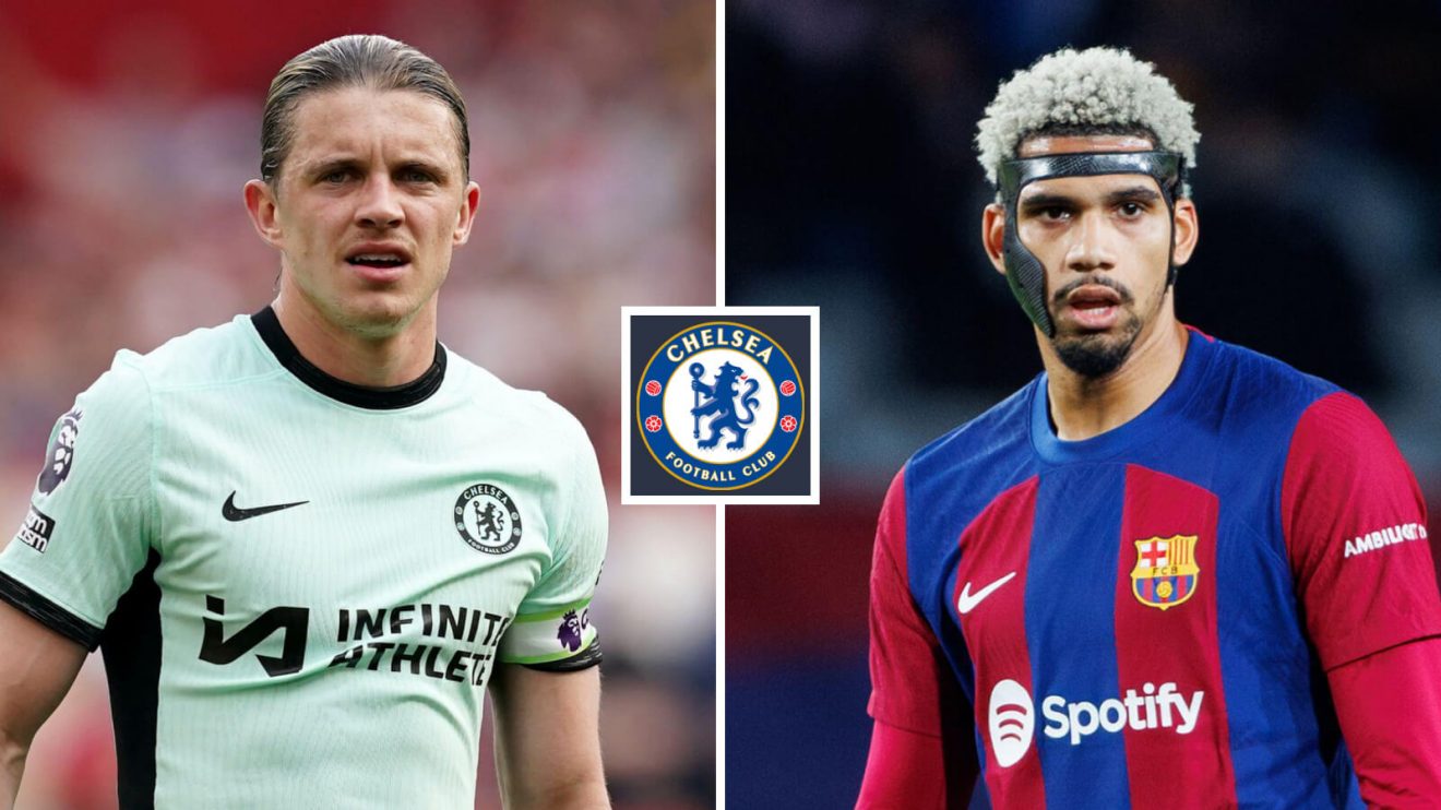Chelsea midfielder Conor Gallagher and Ronald Araujo